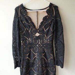 Black Lace Party Mini Dress